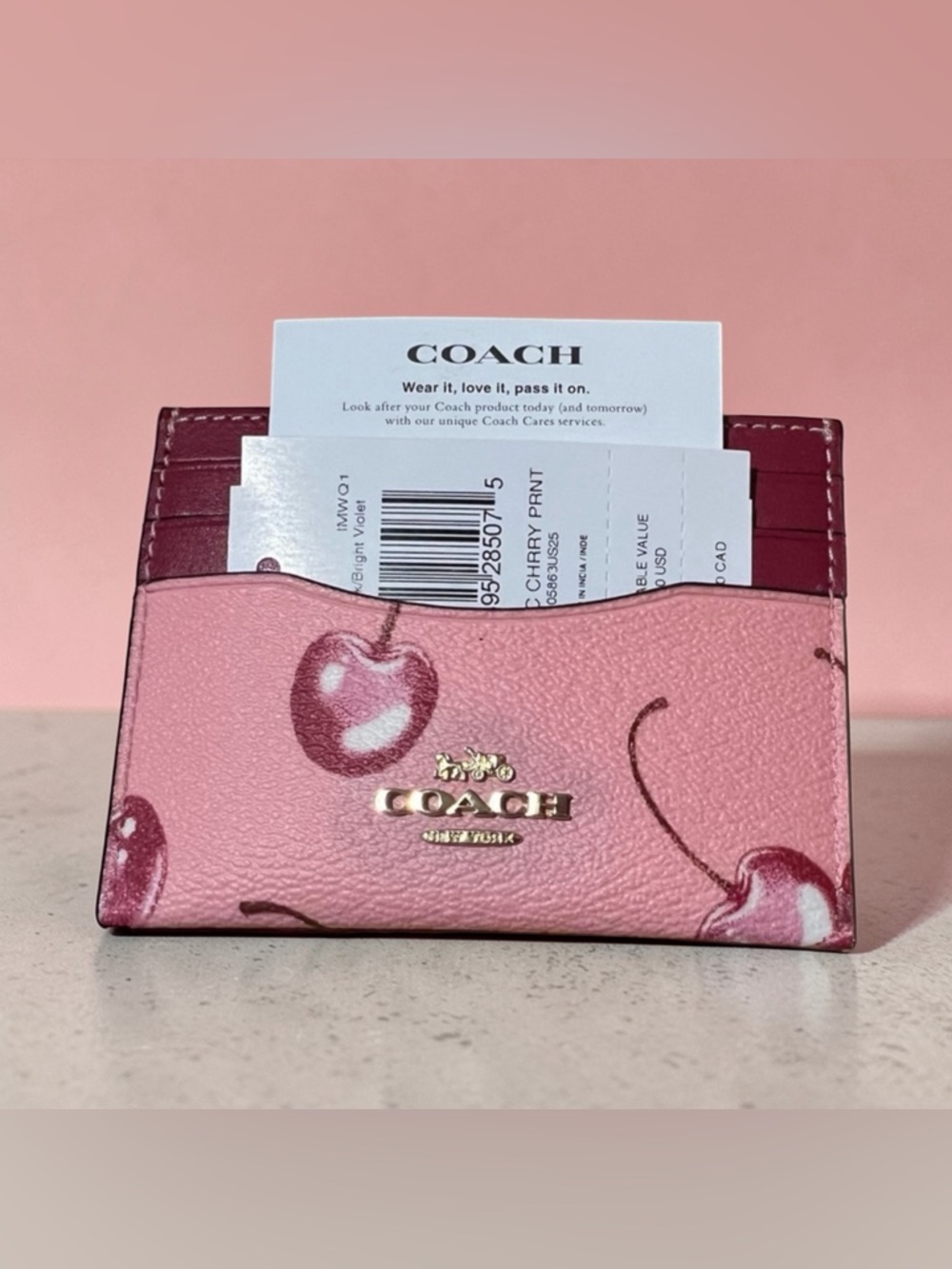 Coach Cherry Slim ID Card Case NWT
